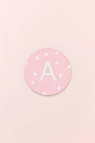 Personalised White Polka Dot Monogram Ceramic Coaster with Cork Base — lifestyle view, G Decor