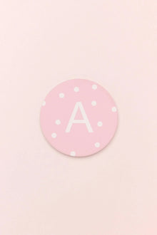 Personalised White Polka Dot Monogram Ceramic Coaster with Cork Base