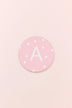 Personalised White Polka Dot Monogram Ceramic Coaster with Cork Base — lifestyle view, G Decor