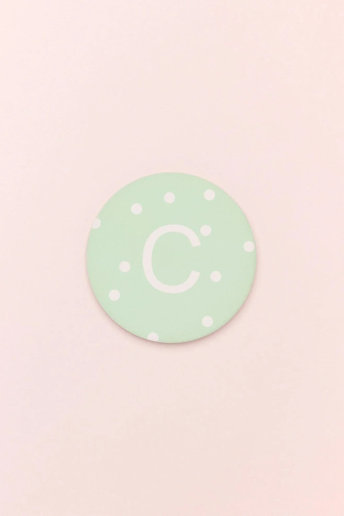 Personalised White Polka Dot Monogram Ceramic Coaster with Cork Base — view 5, G Decor
