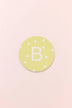 Personalised White Polka Dot Monogram Ceramic Coaster with Cork Base — close-up view, G Decor