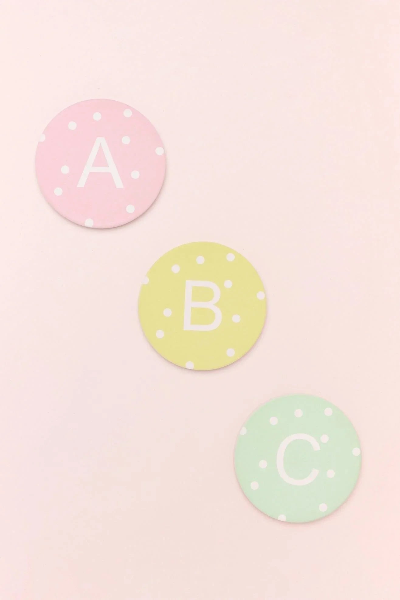 Personalised White Polka Dot Monogram Ceramic Coaster with Cork Base — alternate view, G Decor