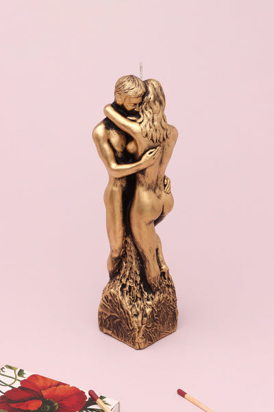 G Decor Candles Gold Amore Naked Lovers Embrace Romantic Bronze Gold 3D Figure Pillar Candle