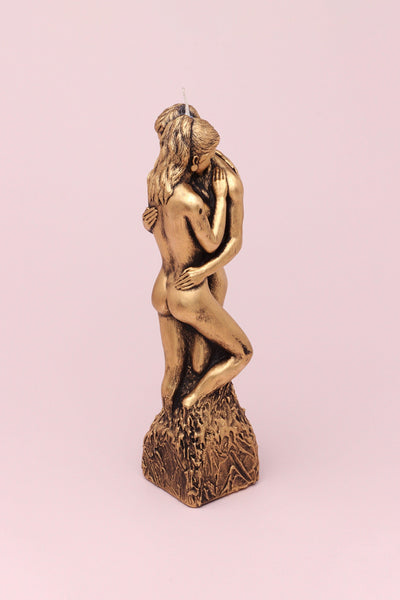 G Decor Candles Gold Amore Naked Lovers Embrace Romantic Bronze Gold 3D Figure Pillar Candle