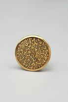 Antique Brass Honeywax Round Cabinet Pull Knob — lifestyle view, G Decor
