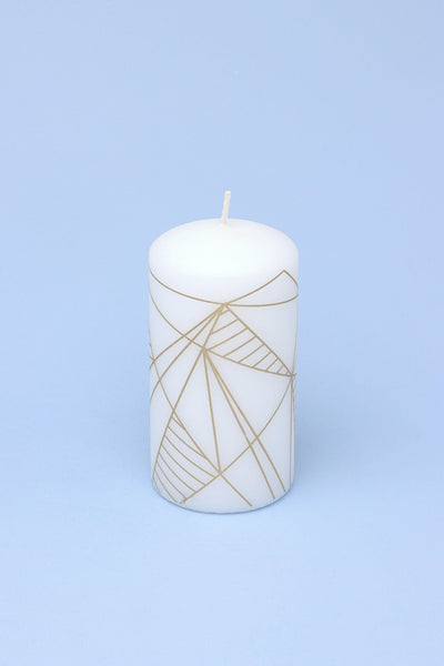 Gdecorstore Candles & Candle Holders White / Large Aria Geometric Glitter Elegant Pillar Candle