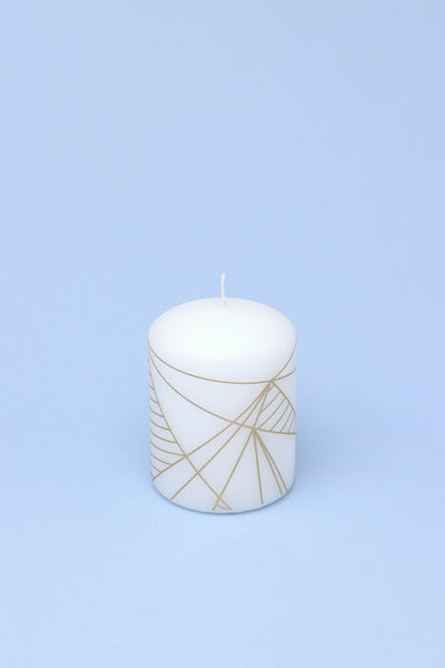 Gdecorstore Candles & Candle Holders White / Small Aria Geometric Glitter Elegant Pillar Candle