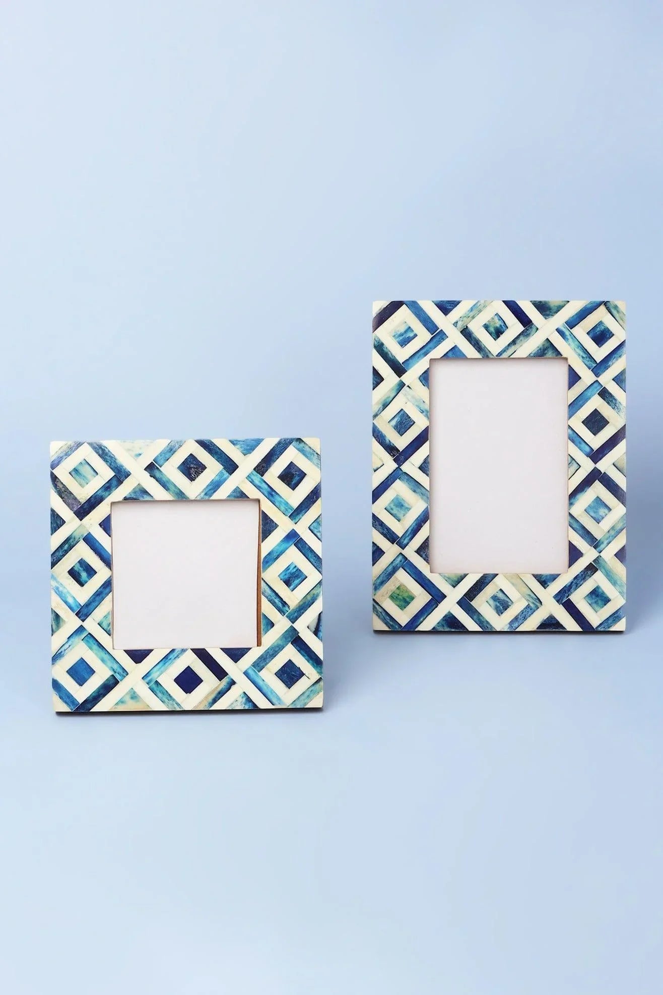 Azura Blue Argyle Photo Frame — alternate view, G Decor