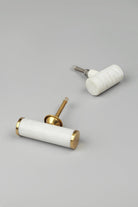 Bianca Estella Handcrafted Marble Hammered with Brass Pull Knob - G Decor