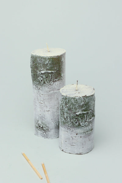 G Decor Candles Grey / Set Birch Tree Log Effect Grey 3D Owl Figure Pillar Candle