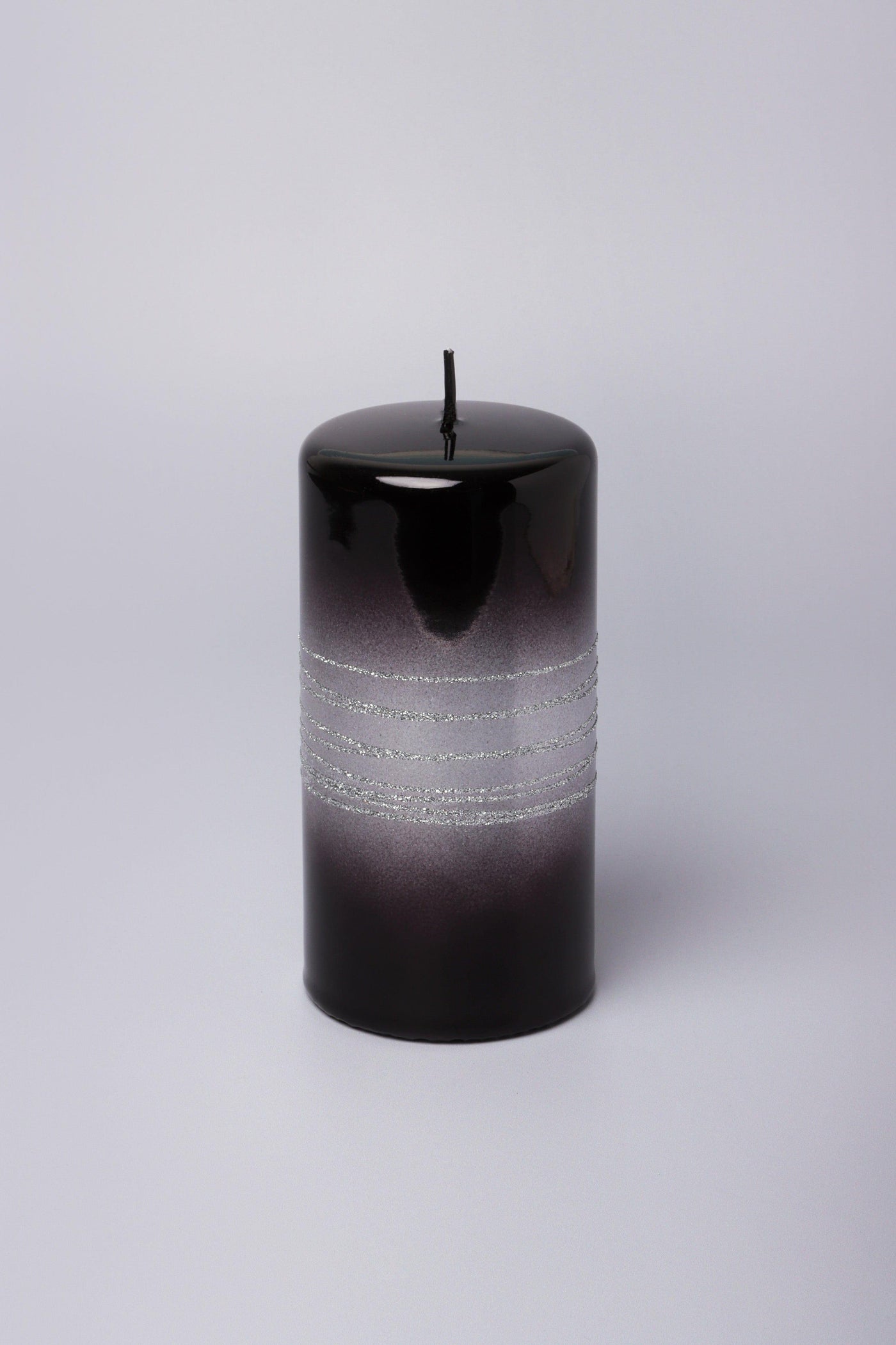G Decor Candles Black / Large pillar Black Sea Two Tone Glitter Glass Effect Reflecting Gloss Pillar Candles