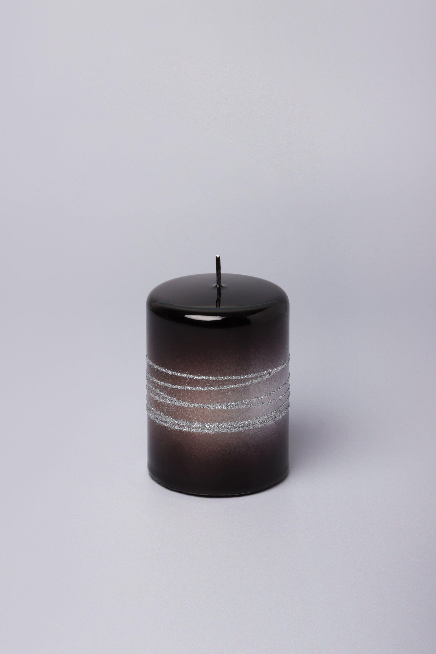 G Decor Candles Black / Small pillar Black Sea Two Tone Glitter Glass Effect Reflecting Gloss Pillar Candles