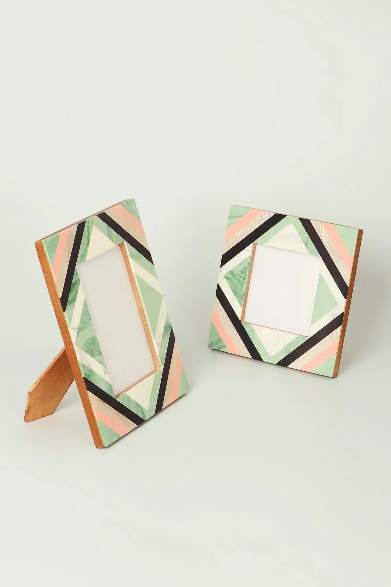 Blush Pastel Mosaic Mother of Pearl and Marble Photo Frame — close-up view, G Decor