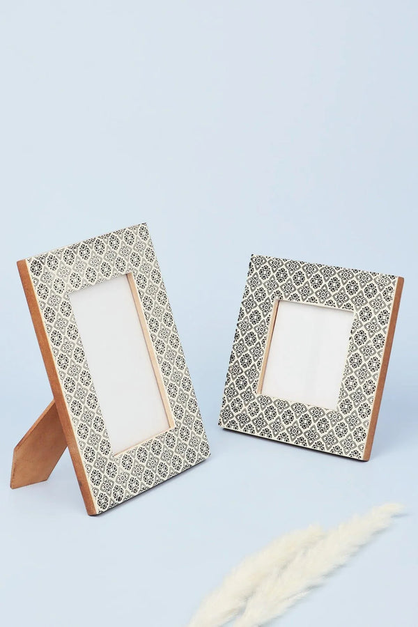 Boho Black Floral Rustic Photo Frame