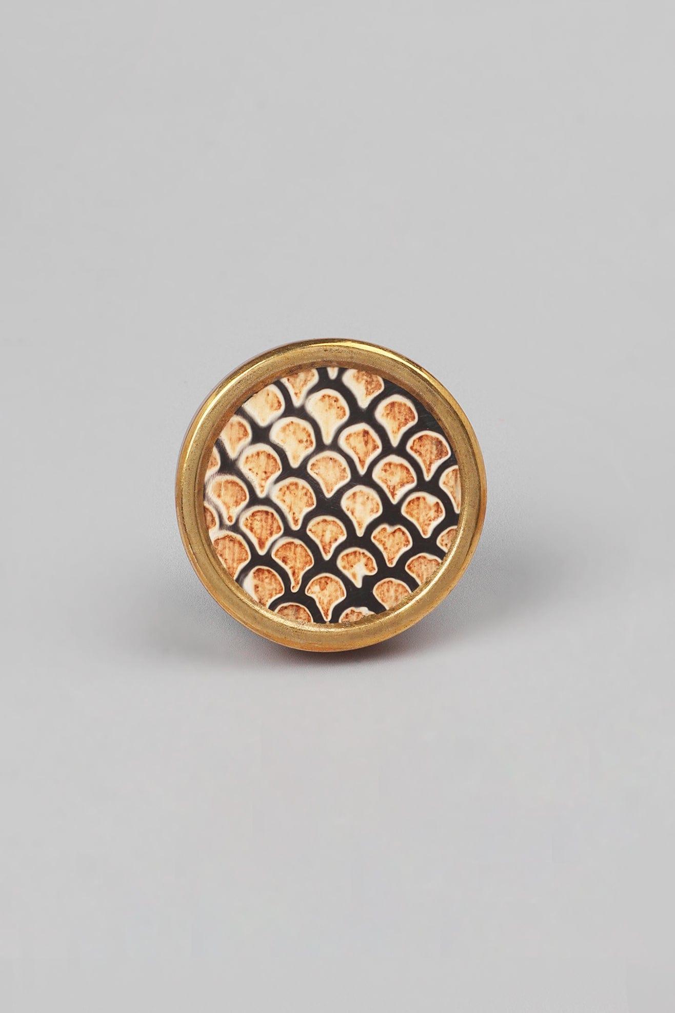 G Decor Door Knobs & Handles Gold / Honeywax Brass Honeywax Round Circular Detailed Pull Knobs By G Decor