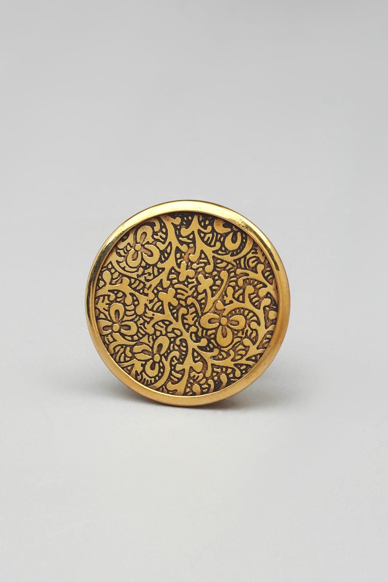 G Decor Door Knobs & Handles Gold / Thorns Brass Honeywax Round Circular Detailed Pull Knobs