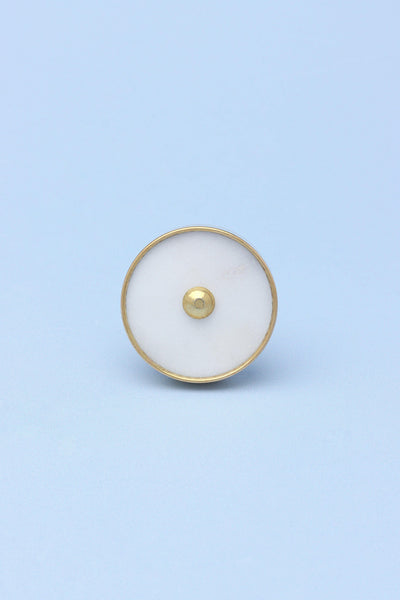 G Decor Door Knobs & Handles Gold / White Marble Brass Round Circular Detailed Pull Knobs By G Decor