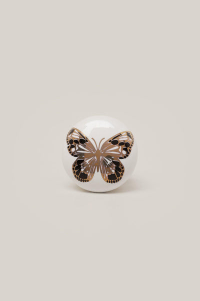 G Decor Cabinet Knobs & Handles Butterfly Design Handmade Ceramic Brass Door Pull Knobs