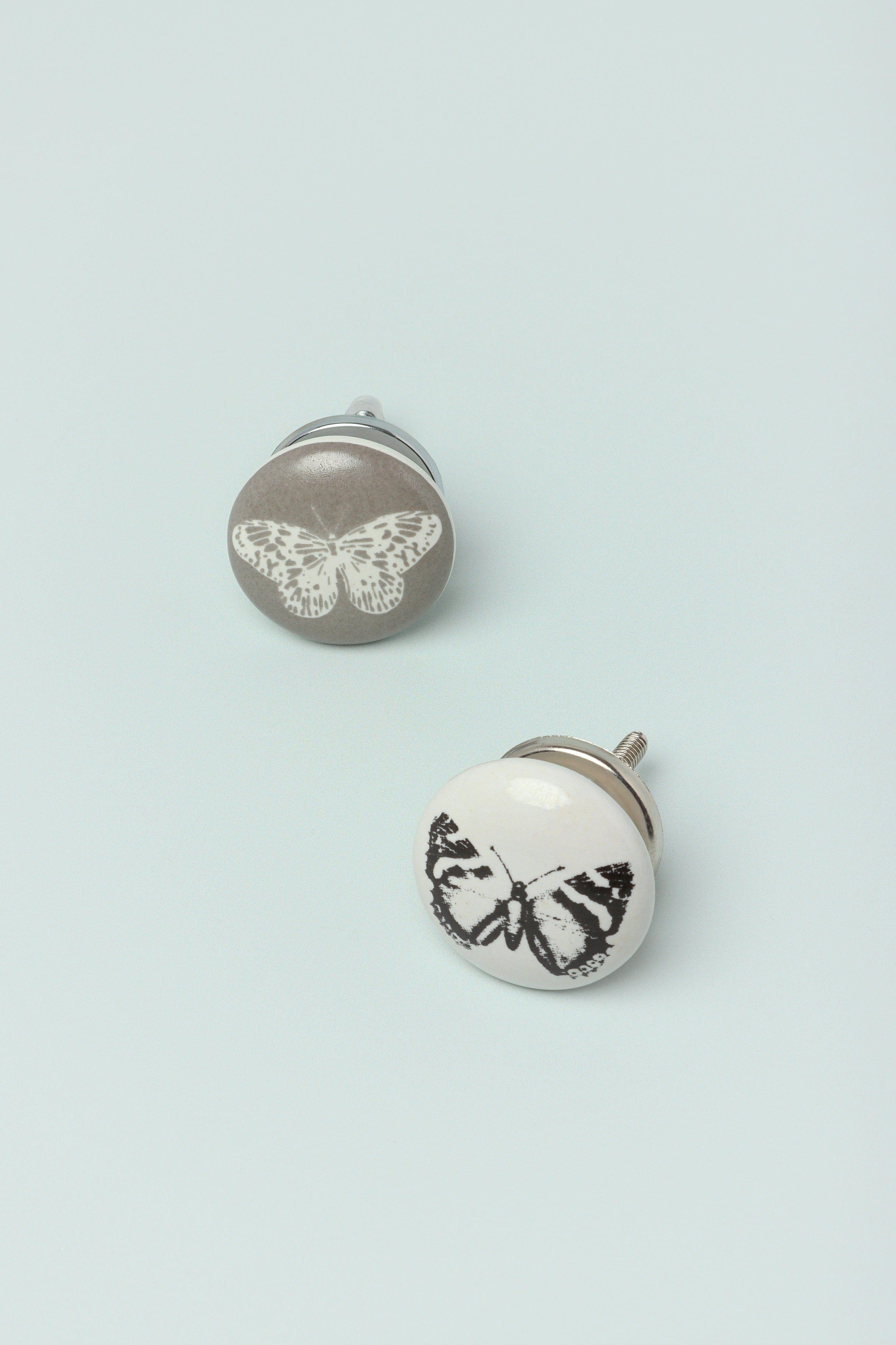 Butterfly Stamp Porcelain Drawer & Door Knob - G Decor