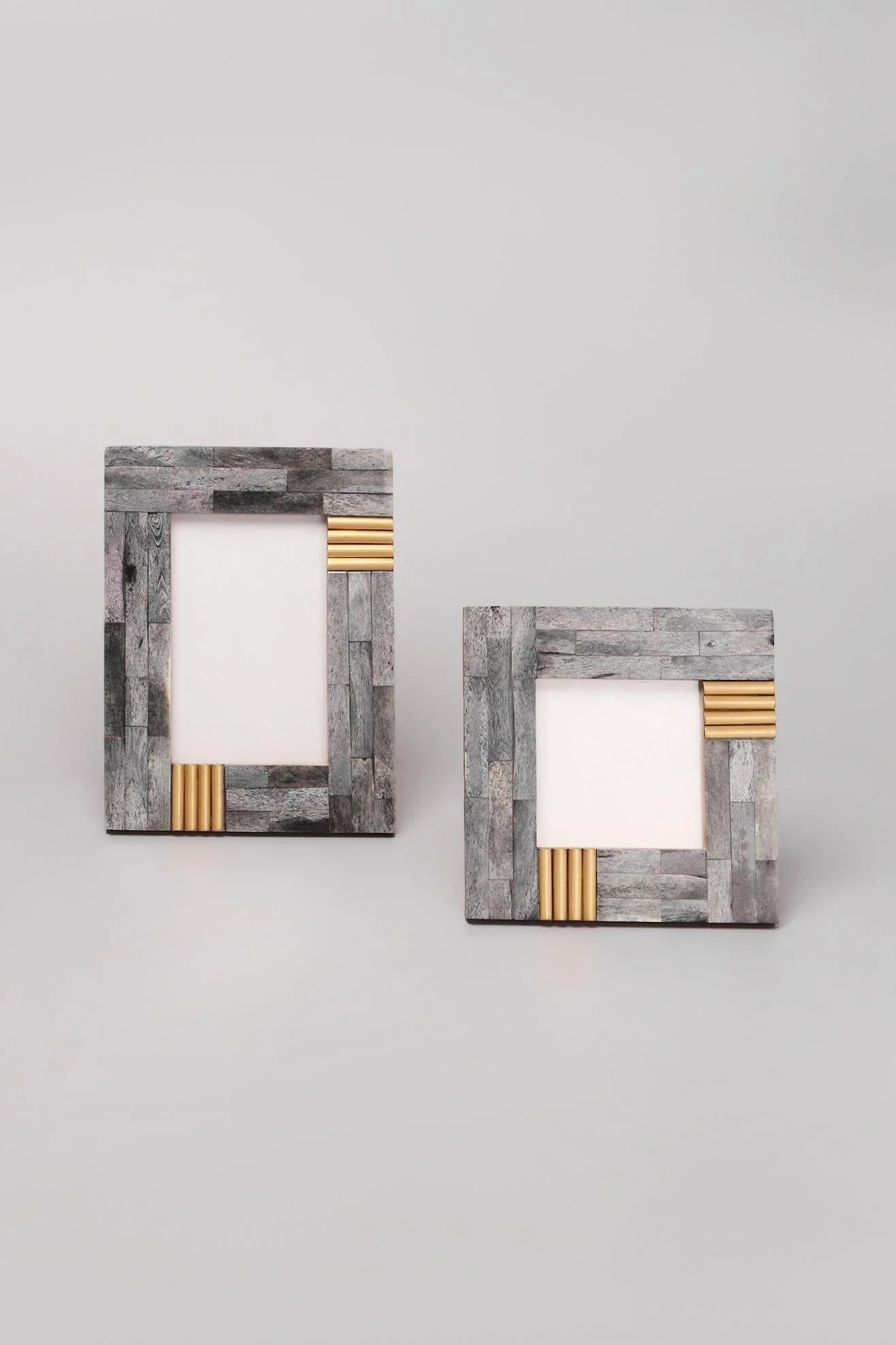 Cadre Doré Bone and Brass Photo Frame in Grey — alternate view, G Decor