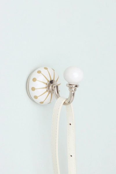 Cambridge Studio Ceramic Wall Hook with Starburst and Chrome