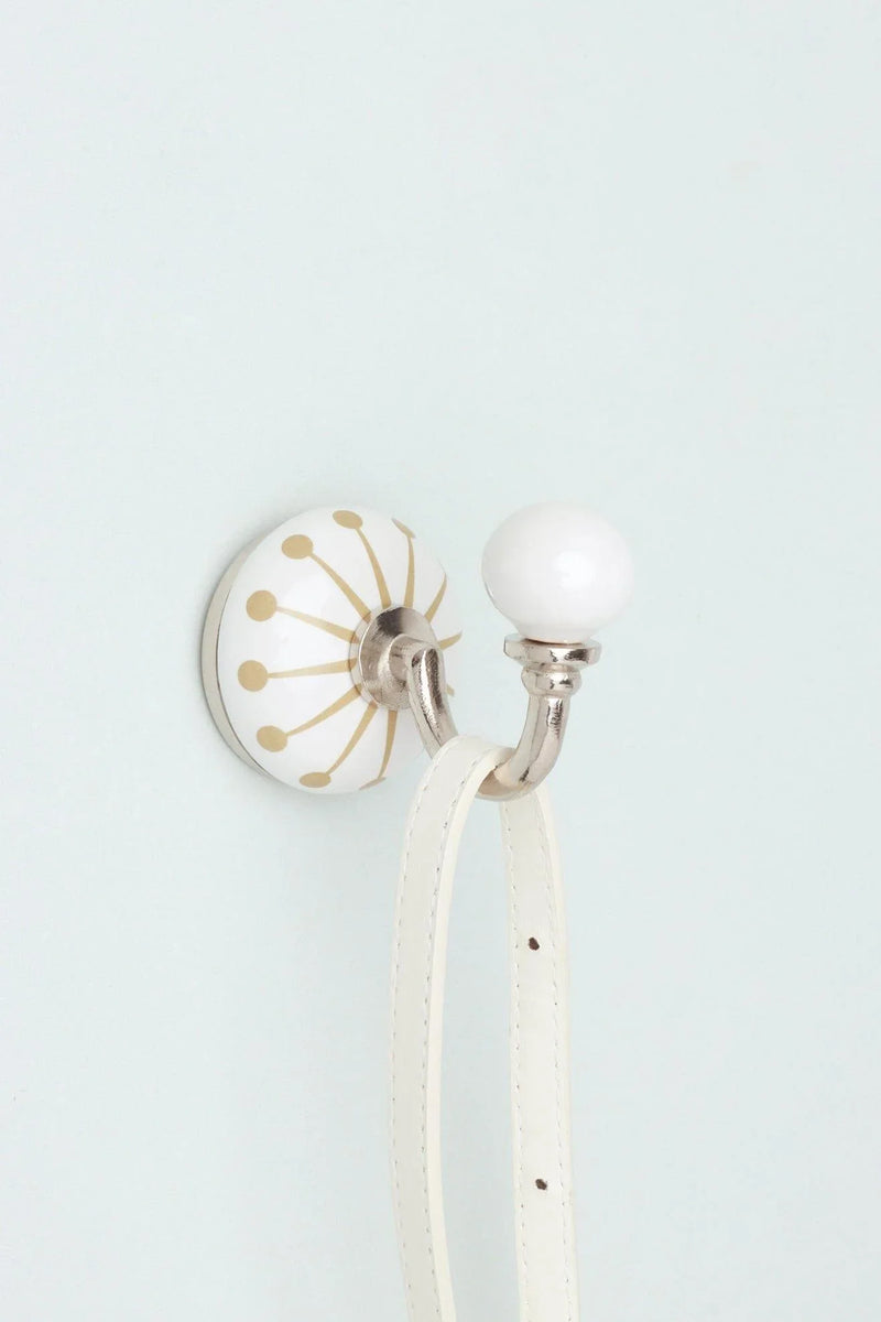 Cambridge Studio Ceramic Wall Hook with Starburst and Chrome