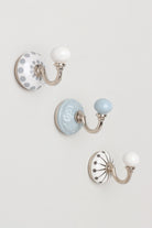 Cambridge patterned ceramic wall hook with chrome finish — handcrafted studio hook, G Decor