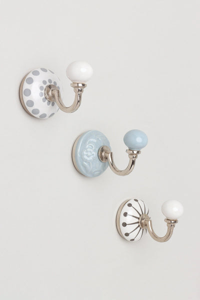 Cambridge Studio Patterned Ceramic Wall Hook with Chrome