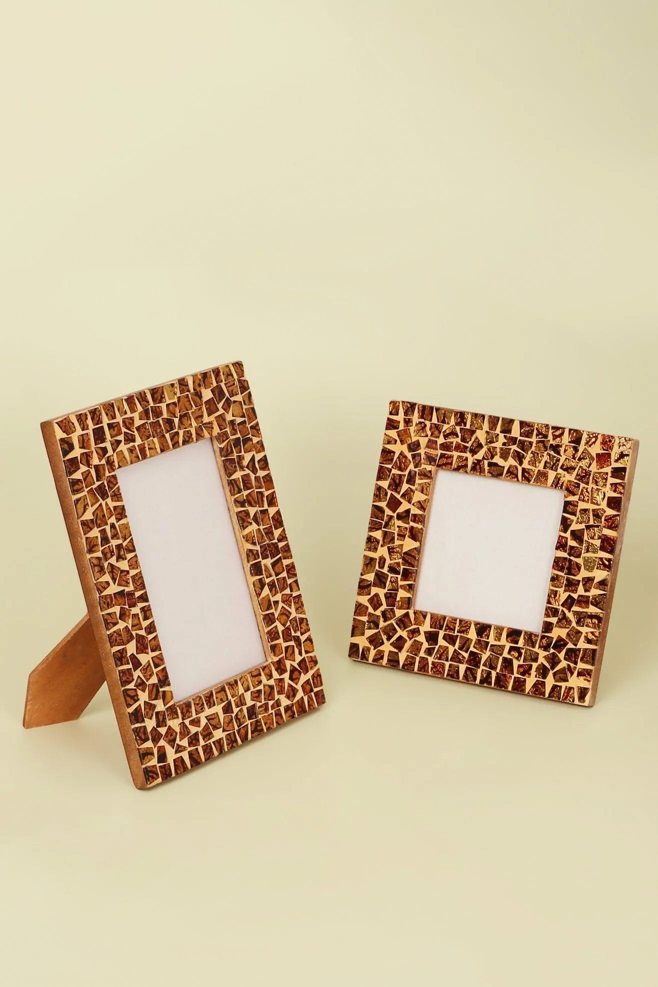 Canyon Glass Mosaic Photo Frame in Rustic Earth — close-up view, G Decor