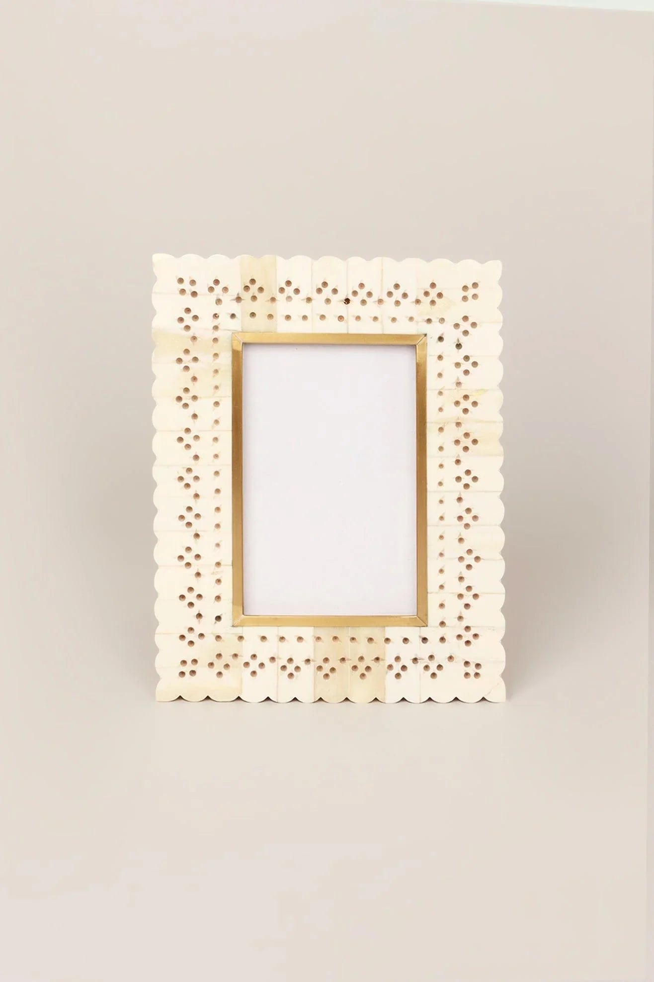 Carpathian Bone Inlay Photo Frame in Brass and Floral — view 5, G Decor