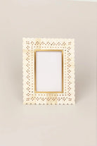 Carpathian Bone Inlay Photo Frame in Brass and Floral — view 5, G Decor