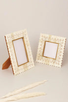 Carpathian Bone Inlay Photo Frame in Brass and Floral — G Decor