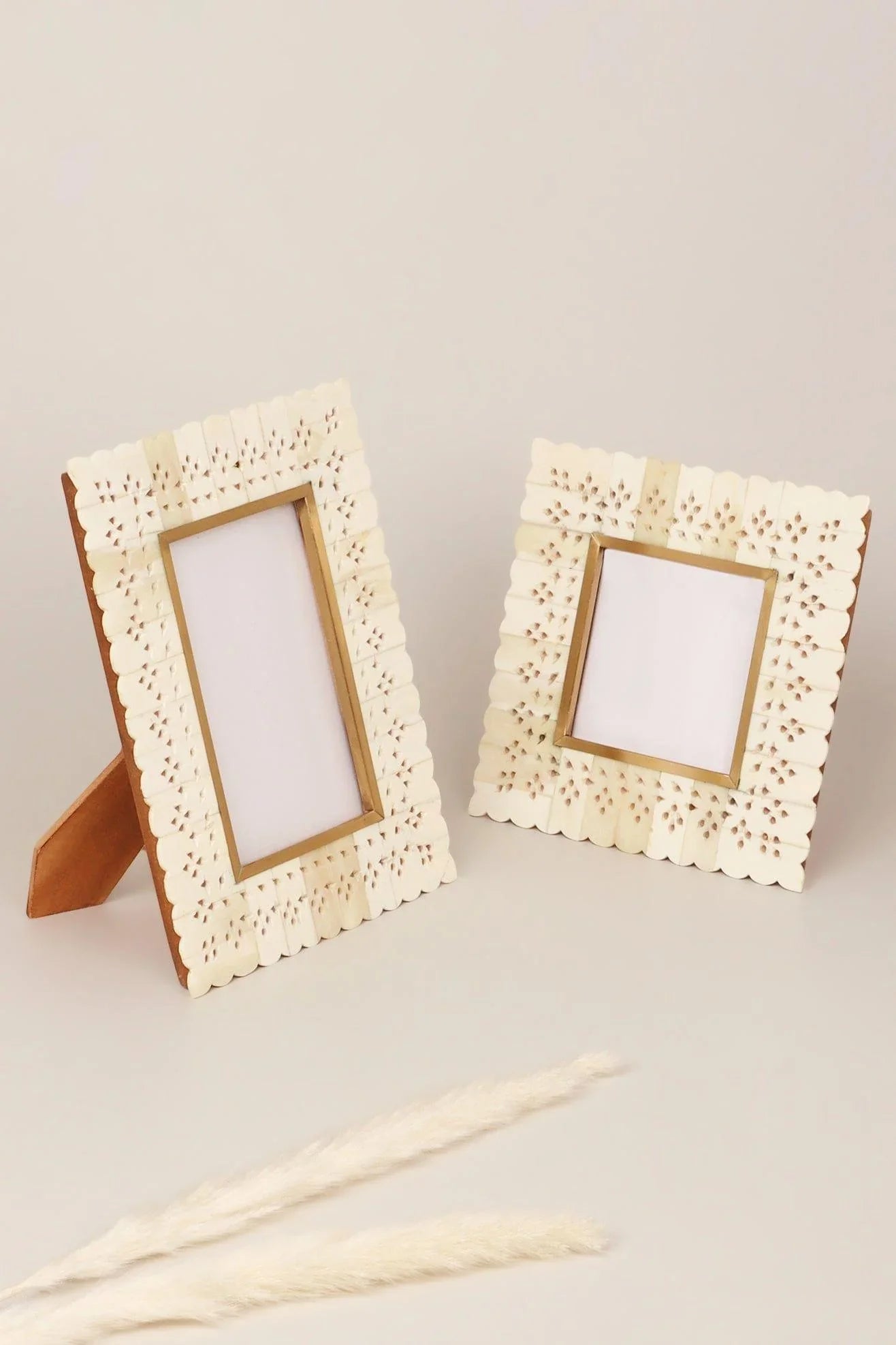 Carpathian Bone Inlay Photo Frame in Brass and Floral