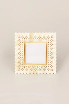 Carpathian Bone Inlay Photo Frame in Brass and Floral — lifestyle view, G Decor