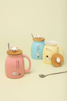 Cat Mugs Cute Ceramic Coffee Tea Cup With Lid And Spoon - G Decor