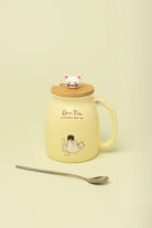 Cute Cat Ceramic Coffee Mug with Lid and Spoon — lifestyle view, G Decor