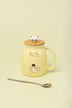 Cute Cat Ceramic Coffee Mug with Lid and Spoon — lifestyle view, G Decor