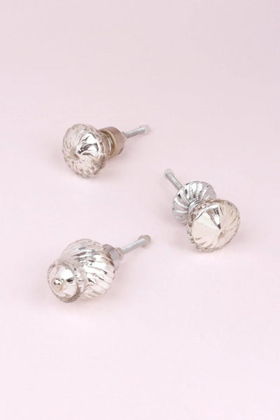Celestia Swirl Mercury Glass Cabinet Knob in Silver Chrome