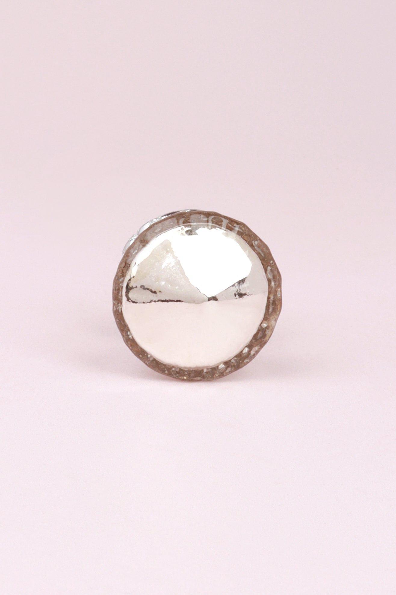 Celestia Swirl Mercury Glass Silver Chrome Door Knob Handle - G Decor