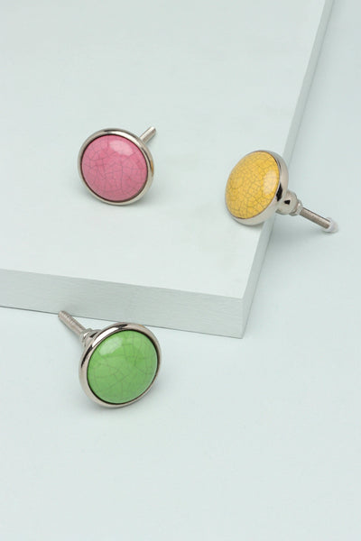 Charming Colour Crackle Ceramic Cabinet Knob with Chrome Base
