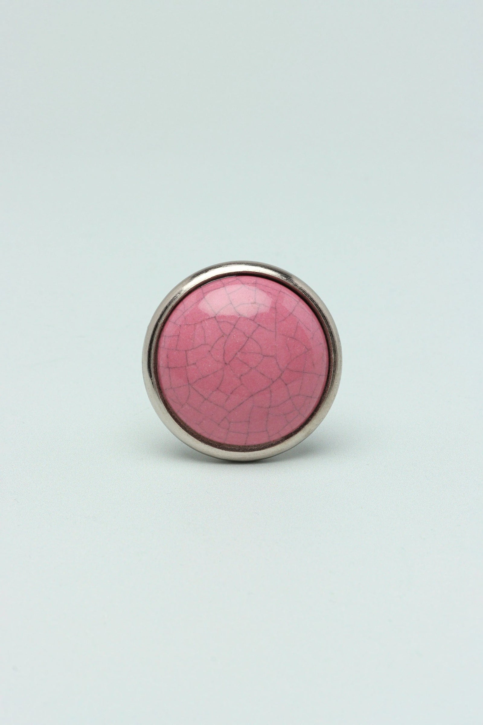 Charming Colour Crackle Ceramic Cabinet Knob with Chrome Base — close-up view, G Decor