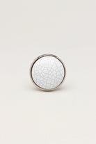 Charming Crackle Ceramic Cabinet Knob with Chrome Base — close-up view, G Decor