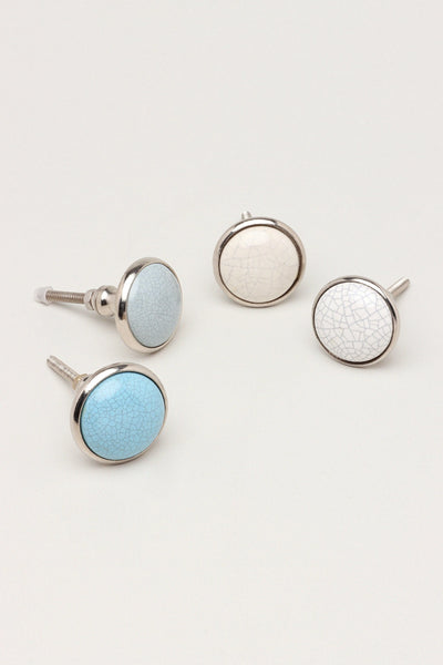 Charming Crackle Ceramic Cabinet Knob with Chrome Base