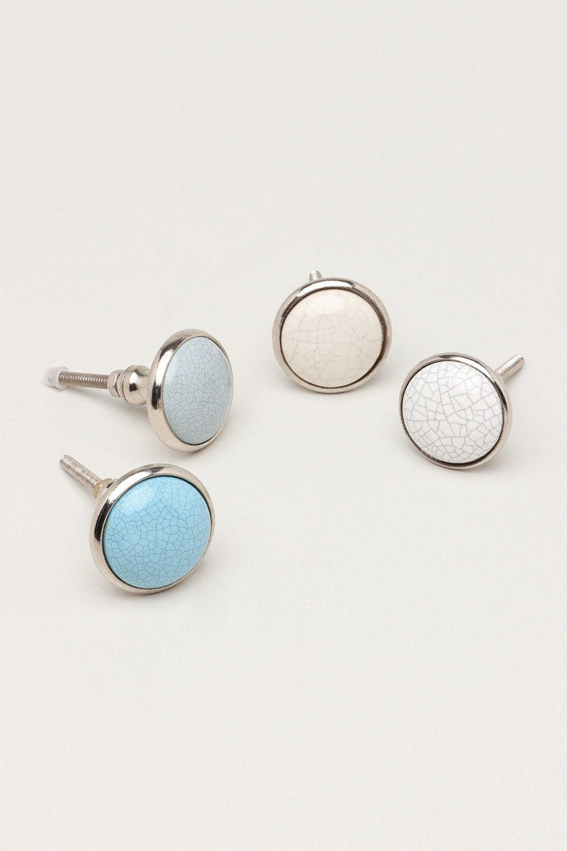 Charming Crackle Ceramic Cabinet Knob with Chrome Base