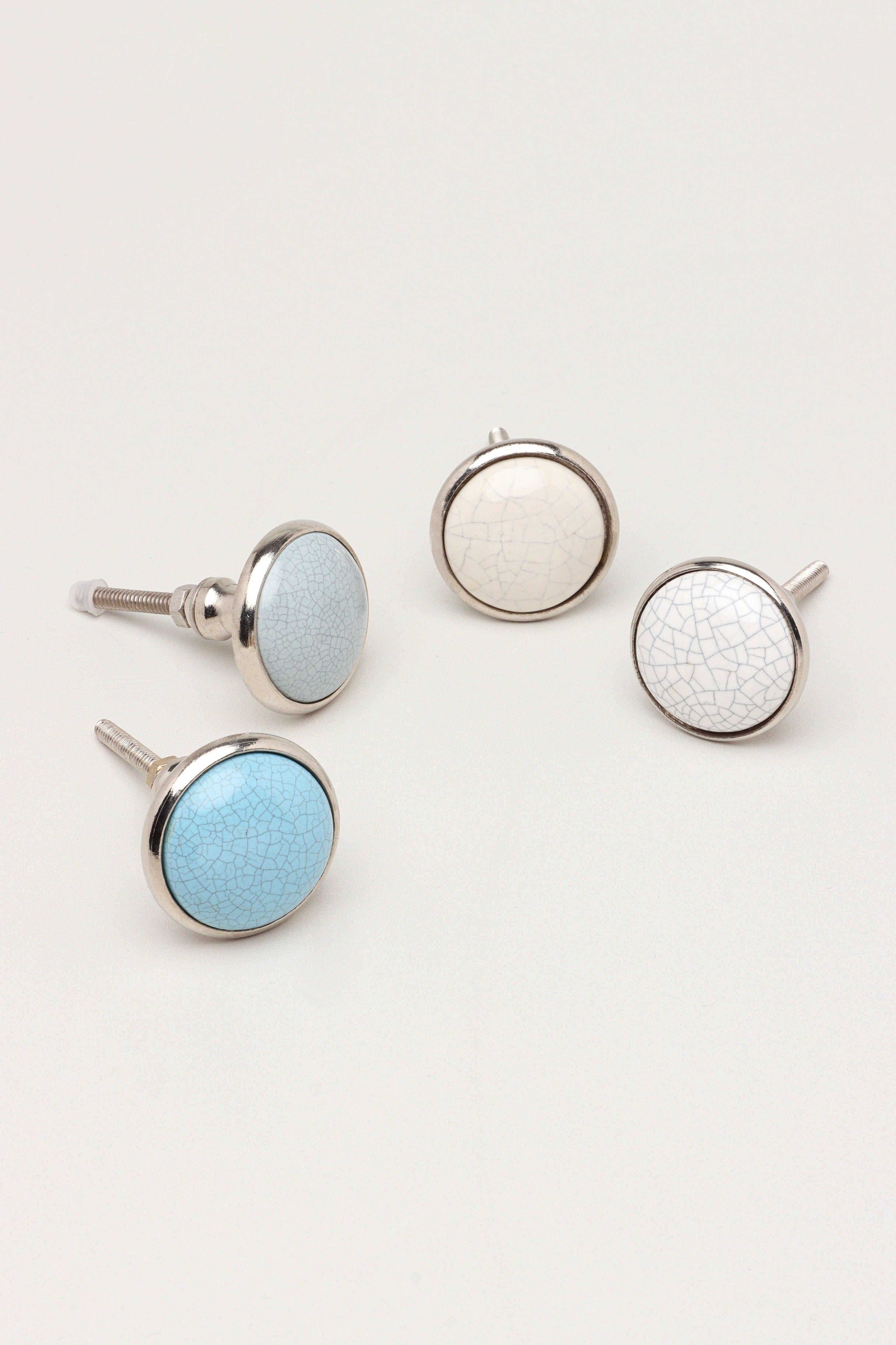 Charming Crackle Glazed Door Knobs with Chrome Base - G Decor