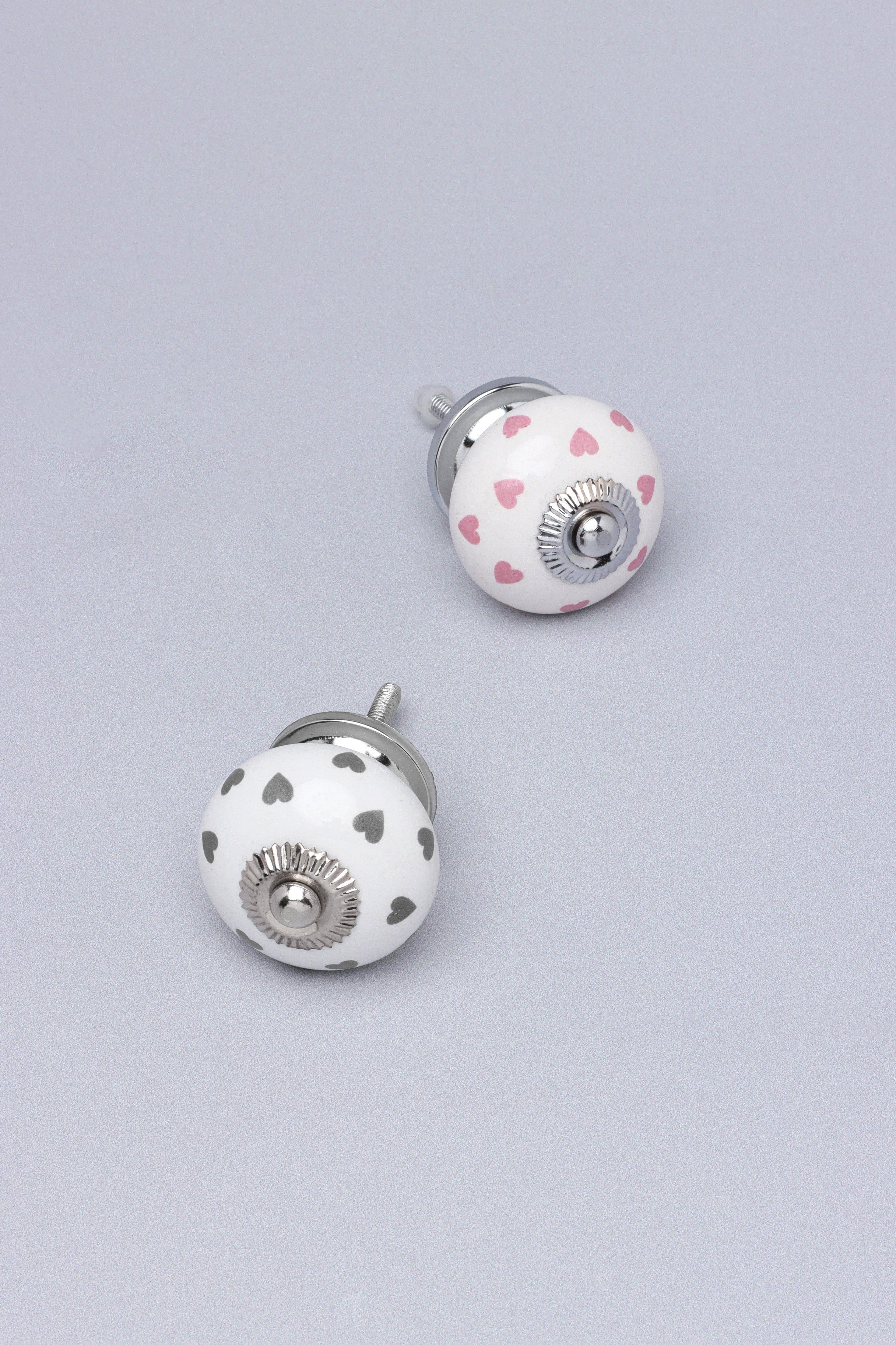 Charming Polka Heart Ceramic Door Knob - G Decor