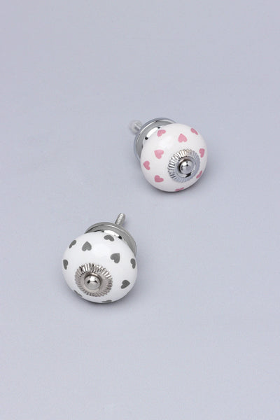 Charming Polka Heart Ceramic Cabinet Knob