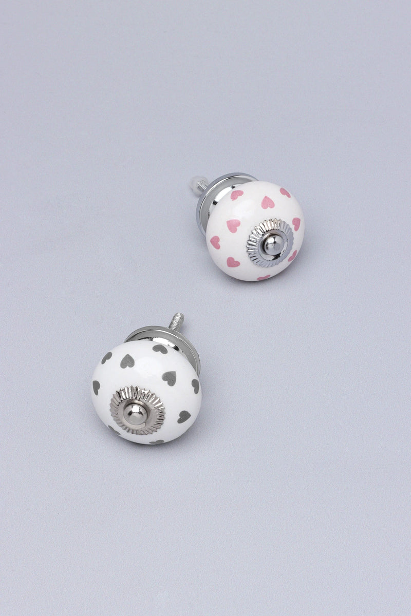 Bezaubernder Türknauf aus Keramik mit Polka-Herz-Motiv