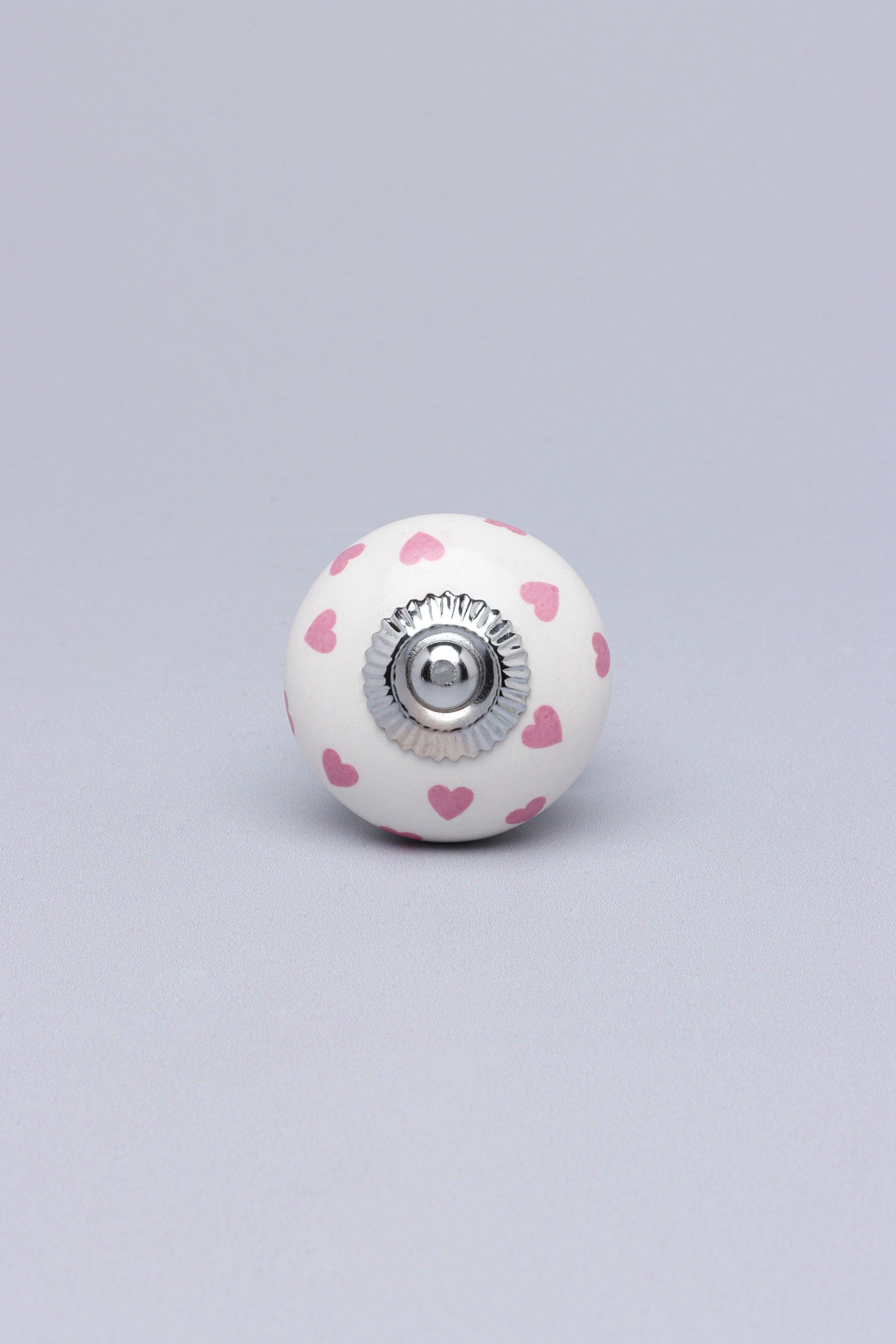 Charming Polka Heart Ceramic Door Knob - G Decor