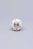 Charming Polka Heart Ceramic Cabinet Knob — close-up view, G Decor